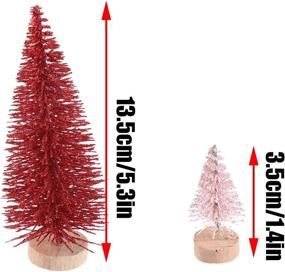 img 3 attached to 🎄 Yiphates Mini Christmas Tree Set: 6 Pcs Bottle Brush Trees with Wood Base for Festive Home Decor - Red & Pink