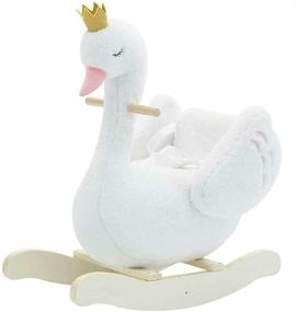 img 4 attached to 🦢 Labebe Plush Rocking Horse: Swan Rocker for 1-3 Year Olds - Perfect Christmas/Birthday Gift for Girls and Boys - Premium Wooden Ride On Toy