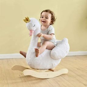 img 3 attached to 🦢 Labebe Plush Rocking Horse: Swan Rocker for 1-3 Year Olds - Perfect Christmas/Birthday Gift for Girls and Boys - Premium Wooden Ride On Toy