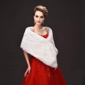 img 3 attached to 🧥 White Universal Faux Fur Wrap Shawl Shrug by EQLEF