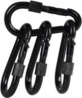 🔒 bewishome 4 pack carabiner hooks: locking solid metal d clips with heavy duty 500lbs screw gate for hammocks, outdoor camping, hiking, traveling, backpacking - black & silver логотип