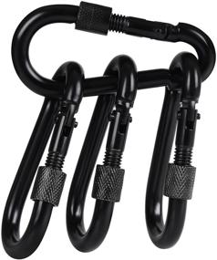 img 4 attached to 🔒 BEWISHOME 4 Pack Carabiner Hooks: Locking Solid Metal D Clips with Heavy Duty 500LBS Screw Gate for Hammocks, Outdoor Camping, Hiking, Traveling, Backpacking - Black & Silver