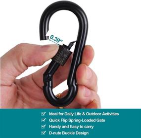 img 3 attached to 🔒 BEWISHOME 4 Pack Carabiner Hooks: Locking Solid Metal D Clips with Heavy Duty 500LBS Screw Gate for Hammocks, Outdoor Camping, Hiking, Traveling, Backpacking - Black & Silver