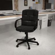 🪑 premium comfort & versatility: flash furniture mid-back black leathersoft swivel task office chair with arms logo