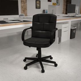 img 3 attached to 🪑 Premium Comfort & Versatility: Flash Furniture Mid-Back Black LeatherSoft Swivel Task Office Chair with Arms