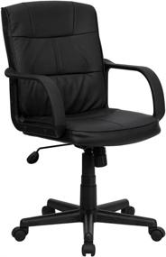 img 2 attached to 🪑 Premium Comfort & Versatility: Flash Furniture Mid-Back Black LeatherSoft Swivel Task Office Chair with Arms