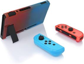 img 1 attached to 🎮 Switch Dockable Case, FYOUNG Protective Accessories Cover Case for Nintendo Switch and Joycons with Thumbstick Caps- Blue Red