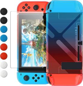 img 4 attached to 🎮 Switch Dockable Case, FYOUNG Protective Accessories Cover Case for Nintendo Switch and Joycons with Thumbstick Caps- Blue Red