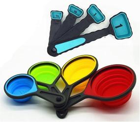 img 1 attached to 🥄 8-Piece Set of Silicone Collapsible Measuring Cups and Spoons - Food Grade Silicone for Easy Storage