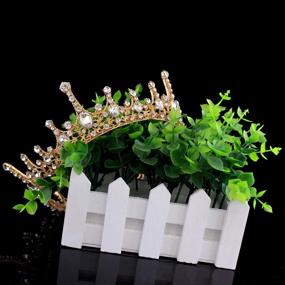 img 1 attached to 👑 Celestial Elegance: Crystal Crown Vintage Queen Princess Tiara for Weddings, Proms & Pageants