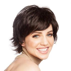 img 3 attached to 💇 Blonde Unicorn Short Wigs for Women: Natural Human Hair Wig in Dark Brown Shades - Find Your Perfect Look!