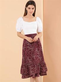 img 2 attached to 👗 Chic and Flowy: Allegra K Women's Printed Skirt with Elastic Waist and Ruffle Tiered Design