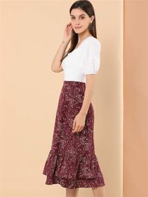 img 1 attached to 👗 Chic and Flowy: Allegra K Women's Printed Skirt with Elastic Waist and Ruffle Tiered Design