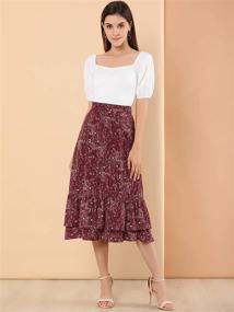 img 3 attached to 👗 Chic and Flowy: Allegra K Women's Printed Skirt with Elastic Waist and Ruffle Tiered Design