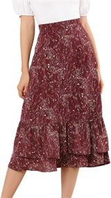 img 4 attached to 👗 Chic and Flowy: Allegra K Women's Printed Skirt with Elastic Waist and Ruffle Tiered Design