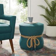 🌊 modway beat teal upholstered fabric nautical rope round ottoman: chic and versatile seating solution logo