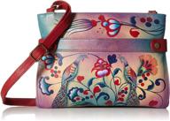 🎨 exquisite hand painted anna by anuschka leather women's medium crossbody: a perfect blend of artistry and functionality logo