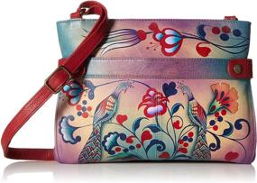 img 4 attached to 🎨 Exquisite Hand Painted Anna by Anuschka Leather Women's Medium Crossbody: A Perfect Blend of Artistry and Functionality