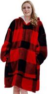 u&amp;o oversized red and black plaid sherpa blanket sweatshirt with hood &amp; pocket, sleeveless luminous hoodie blanket logo