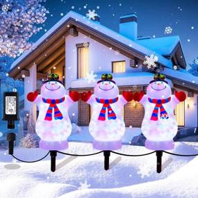 img 4 attached to 🏻 HueLiv Christmas Snowman Pathway Lights: Waterproof Outdoor Decoration for Garden, Patio, Yard, Lawn - Plug-in LED Path Lights Illuminate Your Landscape