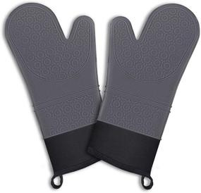 img 4 attached to Premium Acmind Silicone Non Slip Oven Mitts Set for Cooking & BBQ - Heat Resistant, Waterproof, and Comfortable Gloves with Inner Cotton Layer - Set of 2