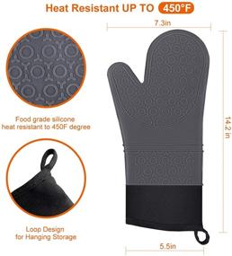 img 3 attached to Premium Acmind Silicone Non Slip Oven Mitts Set for Cooking & BBQ - Heat Resistant, Waterproof, and Comfortable Gloves with Inner Cotton Layer - Set of 2