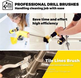 img 3 attached to 🧽 Holikme 5 Pack Drill Brush Attachments Set - Power Scrubber Cleaning Brush Kit for Bathroom Cleaning, Corners, Grout, Floor, Tub, Shower, Tile, and Kitchen - with Extend Long Attachment