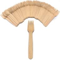 pack compostable disposable wooden forks logo