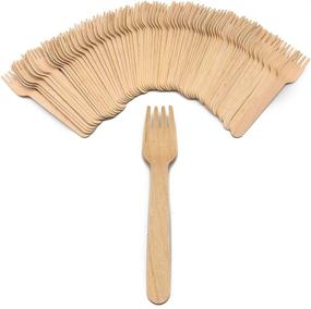 img 4 attached to Pack Compostable Disposable Wooden Forks