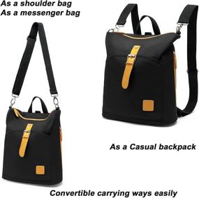 img 3 attached to 🎒 Stylish Canvas Women's Backpack Purse: 3-Way Crossbody, Tote & Shoulder Bag in Black - Ideal for Girls