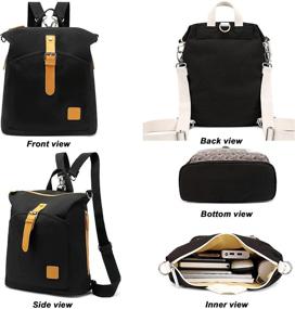 img 2 attached to 🎒 Stylish Canvas Women's Backpack Purse: 3-Way Crossbody, Tote & Shoulder Bag in Black - Ideal for Girls