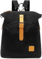 🎒 stylish canvas women's backpack purse: 3-way crossbody, tote & shoulder bag in black - ideal for girls logo