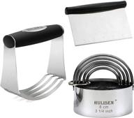 🍪 hulisen нержавеющая сталь pastry scraper, dough blender & biscuit cutter набор: тяжелые инструменты для профессиональной выпечки, эргономичная резиновая ручка, 3-штучный набор логотип