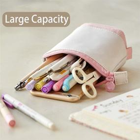 img 1 attached to Oyachic Stand Up Pencil Case Standing Pencil Holder Transformer Pencil Pouch Telescopic Pen Bag Cute Makeup Bag Cosmetic Organizer Bag Stationery Box For Women (Yellow)