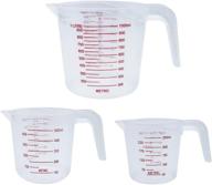 🔳 bpa-free plastic measuring cup set of 3 - stackable, clear, heat-resistant with angled grip and spout - ideal for measuring flour, oil, powder - 4/2/1 cup capacity logo