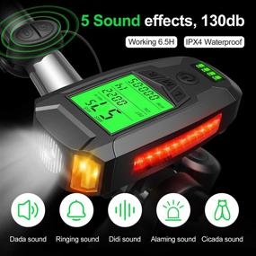 img 1 attached to 🚲 UZOPI Bike Lights Set - USB Rechargeable Front Headlight and Rear LED Bicycle Light, Super Bright with 5 Light Modes, Speedometer and Calorie Counter, Suitable for Road and Mountain Cycling - Men, Women, and Kids