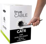 интегрированный кабель truecable cat6 с экраном, 1000 футов, черный (cmr) - 23awg massiv žilė, 550 мгц, сертифицирован etl, общий фольговый экран (ftp) логотип