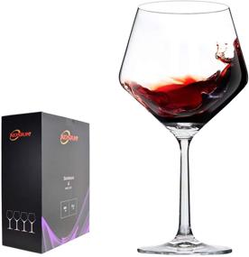 img 4 attached to KOSIUN 23-Ounce Hand Blown Wine Glasses - Set of 🍷 4, Lead Free Crystal, Burgundy with Large Bowl and Long Stem