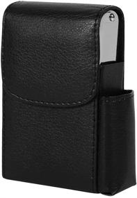 img 3 attached to Black PU Leather Cigarette Box: Scratch-Proof Protective Storage Case with Lighter Holder & Name Card Slot