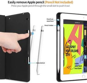 img 2 attached to 📱 Magnetic Stand Folio Cover for New iPad 10.2'' - Includes Detachable Wireless Keyboard and Pencil Holder, Black