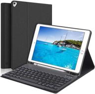 📱 magnetic stand folio cover for new ipad 10.2'' - includes detachable wireless keyboard and pencil holder, black logo