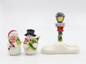 img 3 attached to ❄️ Snowman Salt and Pepper Shaker Set with Toothpick Holder by Cosmos Gifts