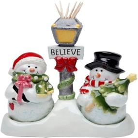 img 4 attached to ❄️ Snowman Salt and Pepper Shaker Set with Toothpick Holder by Cosmos Gifts