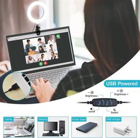 img 1 attached to 🌟 6 Inch Video Conference Lighting with Clip and Adjustable Tripod - Ideal for Zoom Meetings, Laptop Ring Light for Computer, Makeup, Selfie, Tiktok - Dimmable & USB Powered