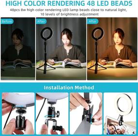 img 3 attached to 🌟 6 Inch Video Conference Lighting with Clip and Adjustable Tripod - Ideal for Zoom Meetings, Laptop Ring Light for Computer, Makeup, Selfie, Tiktok - Dimmable & USB Powered