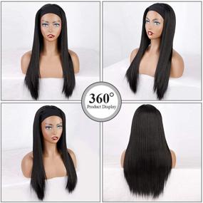 img 3 attached to 🔥 Vigorous Straight Headband Wigs: Sleek & Natural-looking Black Glueless Synthetic Wig for Daily Use (20-inch)