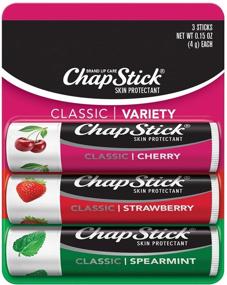 img 4 attached to ChapStick Classic Spearmint, Cherry, and Strawberry Lip Balm Variety Pack - 0.15 Oz Each (Pack of 3)