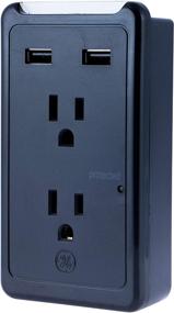 img 4 attached to 🔌 GE 2 USB 2 Outlet Surge Protector Charging Station with Phone Holder - Black (UL Listed)