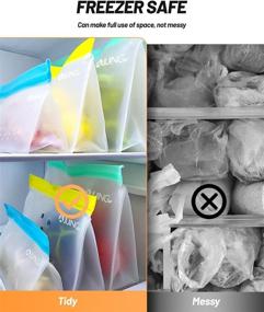 img 1 attached to AJIJING Reusable Food Storage Bags: Stand Up Reusable Gallon Bags for Snacks & Lunch - 7 Pack Set: 2 L + 2 M + 3 S, PEVA Freezer Bags for Kids, Men & Women