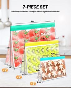 img 3 attached to AJIJING Reusable Food Storage Bags: Stand Up Reusable Gallon Bags for Snacks & Lunch - 7 Pack Set: 2 L + 2 M + 3 S, PEVA Freezer Bags for Kids, Men & Women